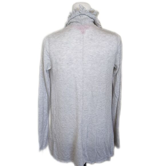 Lilly Pulitzer cashmere blend open front gray cardigan sweater with fringe S - Picture 3 of 6